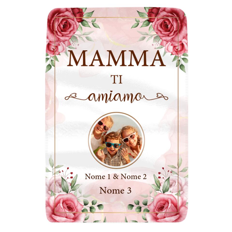 Coperta personalizzata per Mamma | Regalo personalizzato per Madre | Mamma Ti Amo Amiamo