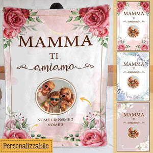 Coperta personalizzata per Mamma | Regalo personalizzato per Madre | Mamma Ti Amo Amiamo