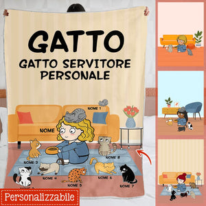 Gato sirviente personal, regalo de manta de lana personalizable para los amantes de los gatos