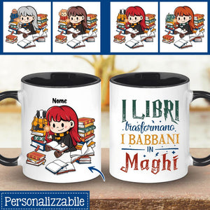 Los libros convierten a los muggles en magos, Taza personalizable para amantes de los libros