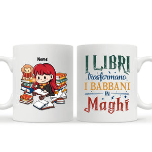 Los libros convierten a los muggles en magos, Taza personalizable para amantes de los libros