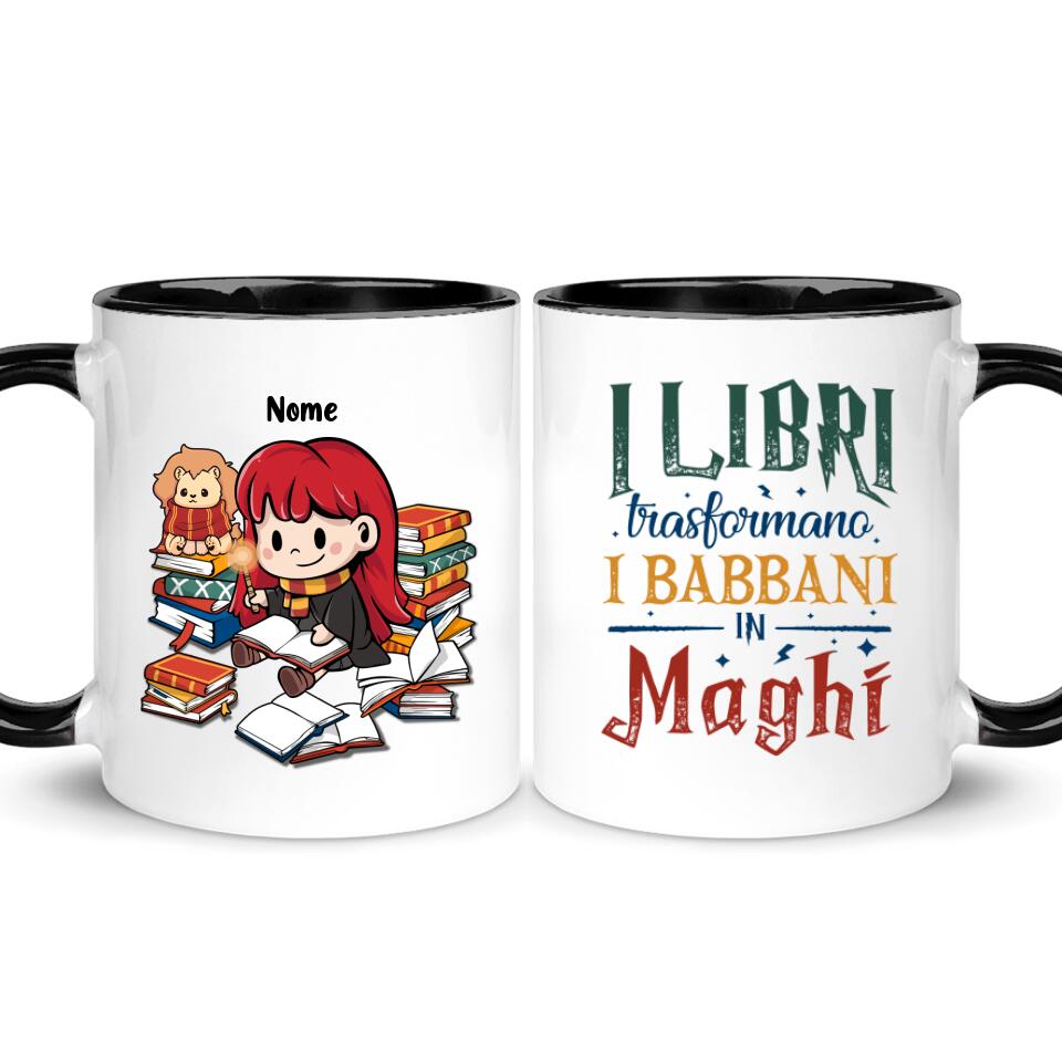 Los libros convierten a los muggles en magos, Taza personalizable para amantes de los libros