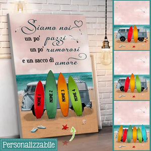 Impresión familiar personalizada en lienzo | Regalo personalizado para la familia | Estamos un poco locos, un poco ruidosos y mucho amor.