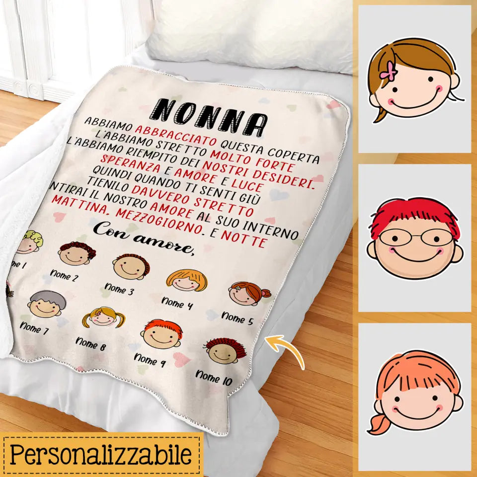 Coperta in pile personalizzata pera mamma e la nonna | Regalo personalizzato per a madre e la nonna |  Abbiamo abbracciato