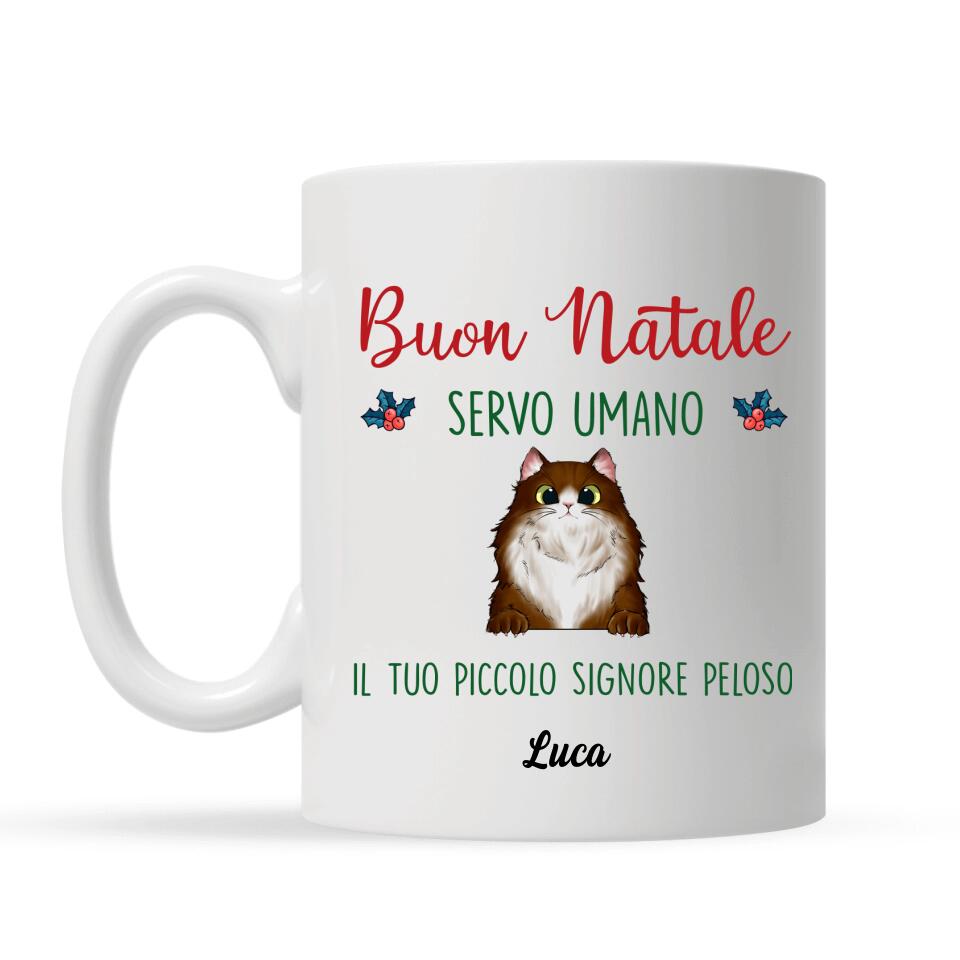 Tazza personalizzata per Gli amanti dei gatti | Regalo personalizzato per Gli amanti dei gatti | Buon Natale Servo Umano