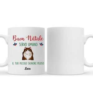 Taza personalizada para amantes de los gatos | Regalo personalizado para amantes de los gatos | Feliz Navidad Siervo Humano