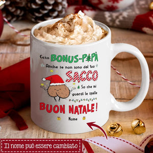 Tazza personalizzata per Papà | Regalo personalizzato per Padre | Caro Bonus-papà Anche se non sono  dal tuo  sacco