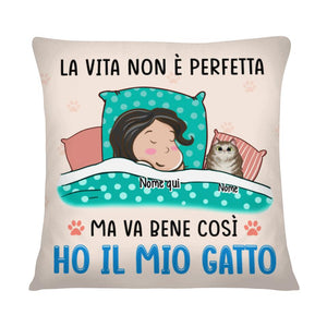 Almohada personalizada para amantes de los gatos | Regalo personalizado para amantes de los gatos | La vida no es perfecta