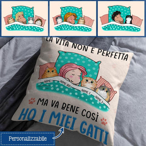 Cuscino personalizzato per Gli Amanti Dei Gatti | Regalo personalizzato per Gli Amanti Dei Gatti | La Vita Non È Perfetta