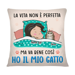 Cuscino personalizzato per Gli Amanti Dei Gatti | Regalo personalizzato per Gli Amanti Dei Gatti | La Vita Non È Perfetta