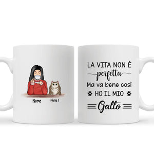 Taza personalizada para amantes de los gatos | Regalo personalizado para amantes de los gatos | La vida no es perfecta