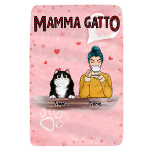 Coperta personalizzata per Gli amanti dei gatti | Regalo personalizzato per Gli amanti dei gatti | Mamma Gatto