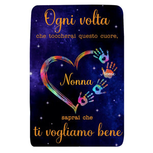 Coperta personalizzata per Nonna | Regalo personalizzato per Nonna | Ogni volta che toccherai questo cuore