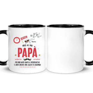 Taza personalizada para papá | Regalo personalizado para papá | Le grito a mi papá por no usar condón