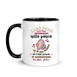 Taza personalizada para papá | Regalo personalizado para papá | Querido papá, este año estaré acurrucado en mi vientre.