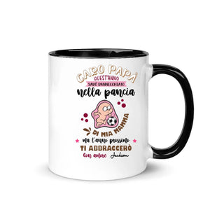 Taza personalizada para papá | Regalo personalizado para papá | Querido papá, este año estaré acurrucado en mi vientre.