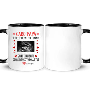 Taza personalizada para papá | Primer regalo del Día del Padre | Querido padre de todas las pelotas del mundo.