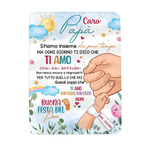 Manta de bebé personalizada para papá | Regalo personalizado para padre | Llevamos poco tiempo juntos pero todos los días te digo que te quiero con una sonrisa.