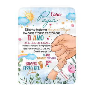 Manta de bebé personalizada para papá | Regalo personalizado para padre | Llevamos poco tiempo juntos pero todos los días te digo que te quiero con una sonrisa.