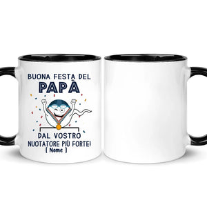 Taza personalizada para papá | Regalo personalizado para papá | ¡Feliz Día del Padre de parte de tu nadador más fuerte!