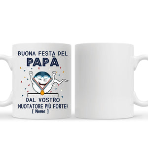 Taza personalizada para papá | Regalo personalizado para papá | ¡Feliz Día del Padre de parte de tu nadador más fuerte!