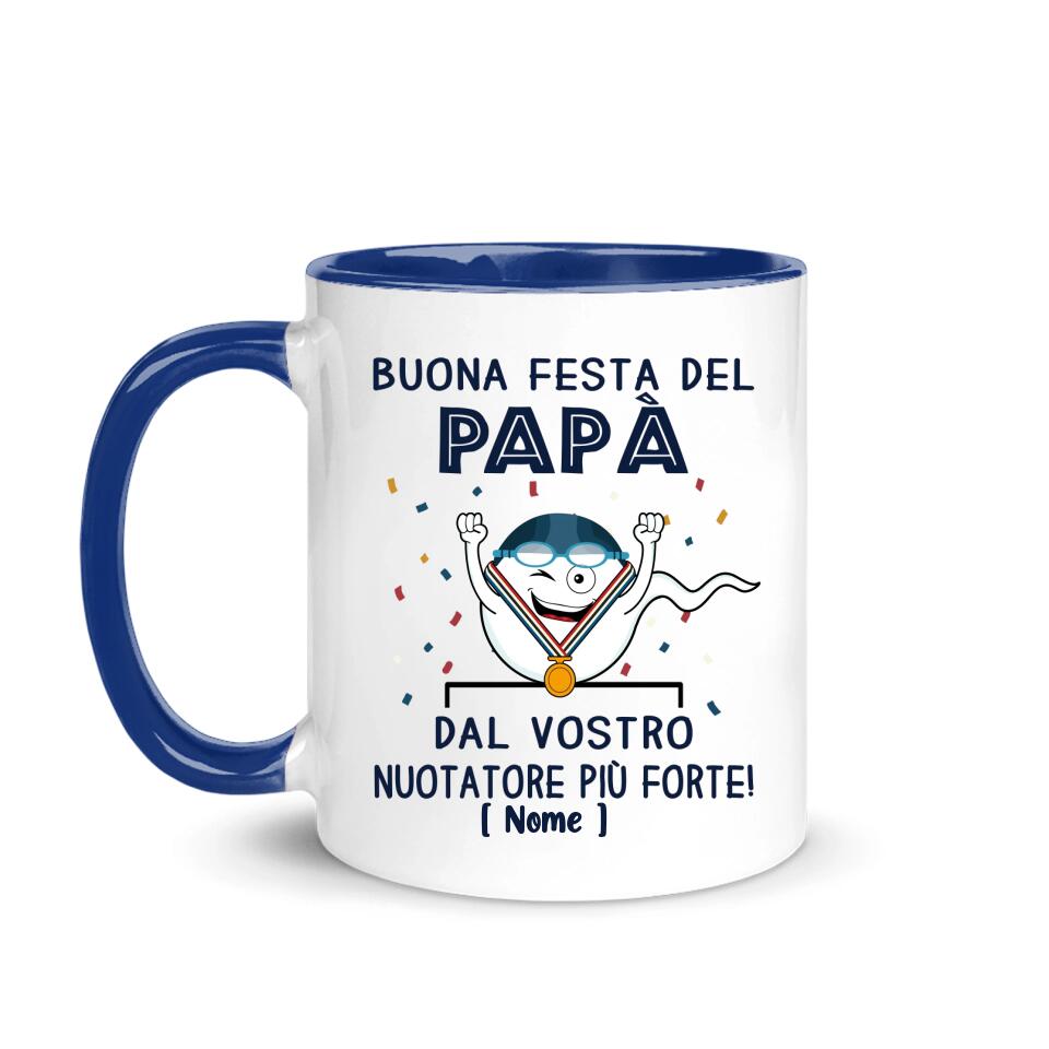 Taza personalizada para papá | Regalo personalizado para papá | ¡Feliz Día del Padre de parte de tu nadador más fuerte!