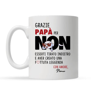 Taza personalizada para papá | Regalo personalizado para padre | Gracias papá por no echarse atrás