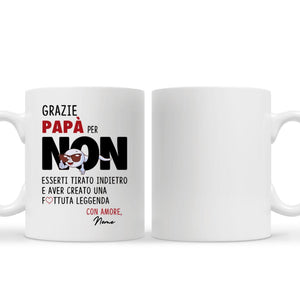 Tazza personalizzata per Papà | Regalo personalizzato per Padre | Grazie Papà Per Non Esserti Tirato Indietro