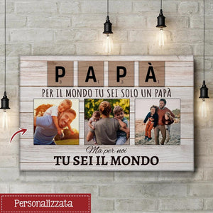 Impresión de lienzo personalizada para papá | Regalo personalizado para papá | Para nosotros tu eres el mundo