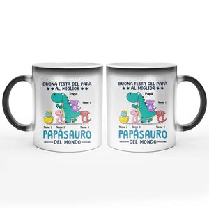 Taza personalizada para papá | Regalo personalizado para padre | Al mejor papasaurus del mundo.