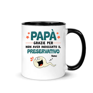 Tazza personalizzata per Papà | Regalo personalizzato per Padre | Papà grazie per non aver indossato il preservativo