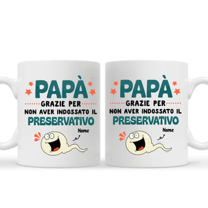 Tazza personalizzata per Papà | Regalo personalizzato per Padre | Papà grazie per non aver indossato il preservativo