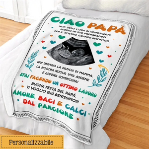 Manta personalizada para papá | Primer regalo del Día del Padre | Hola papá, no puedo esperar a conocerte.