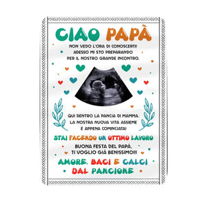 Coperta personalizzata per Papà | Regalo prima festa del Papà | Ciao Papà non vedo l'ora di conoscerti