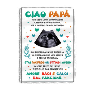 Coperta personalizzata per Papà | Regalo prima festa del Papà | Ciao Papà non vedo l'ora di conoscerti