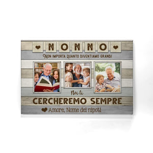 Stampa su tela personalizzata per Nonno | Regalo personalizzato per Nonno | Non importa quanto diventiamo grandi, noi ti cercheremo sempre