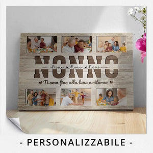 Impresión de lienzo personalizada para abuelo | Regalo personalizado para abuelo | Abuelo te amo hasta la luna y de vuelta