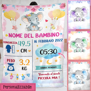 Manta personalizada para bebé | Regalo personalizado para niño | manta de bienvenida