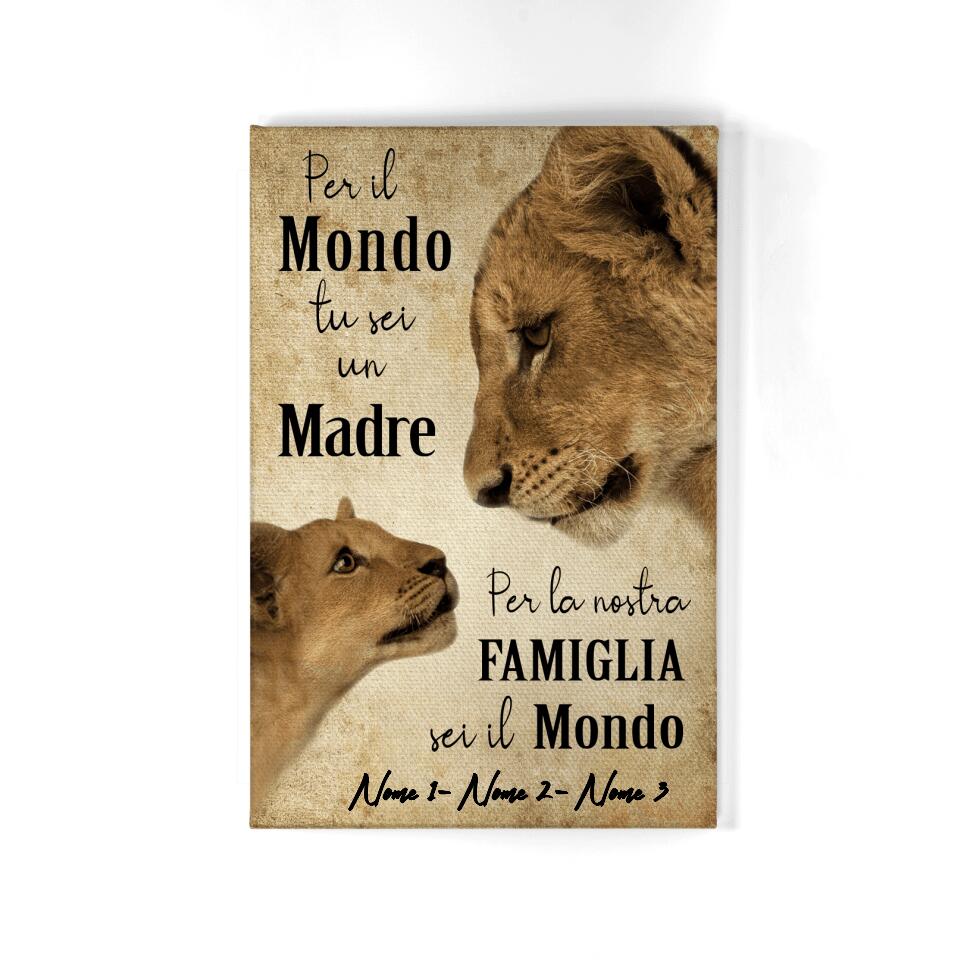 Stampa su tela personalizzata per La Mamma | Regalo personalizzato per La madre | Mamma Leone