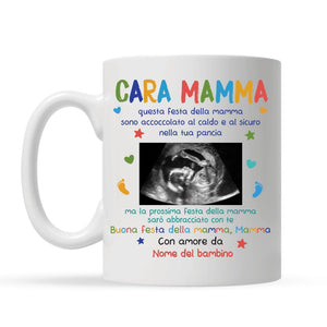 Tazza personalizzata per Prima festa della mamma | Regalo personalizzato per Futura mamma | La prossima festa del mamma sarò abbracciato con te