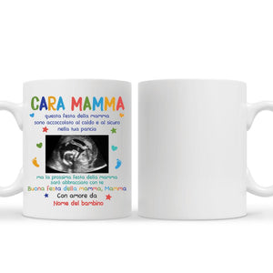 Taza personalizada para el primer día de la madre | Regalo personalizado para futura madre | El próximo día de la madre te estaré abrazando.